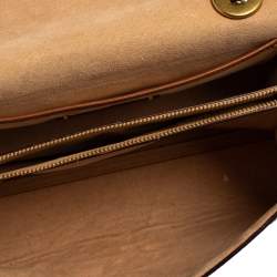 مملوكة مسبقًا حقيبة كتف كوتش جلد كانفاس مقوى نقشة شعار الماركة مطبوع مورد براري بيج و بني 