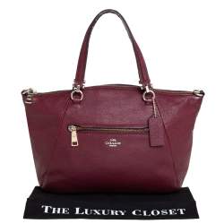 Pre Owned Coach Wine Red Pebbled Leather Prairie Satchel