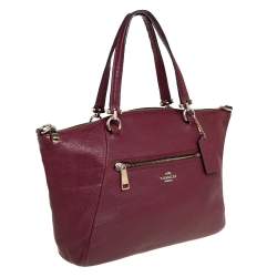 Pre Owned Coach Wine Red Pebbled Leather Prairie Satchel