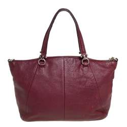 Pre Owned Coach Wine Red Pebbled Leather Prairie Satchel