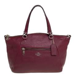 Pre Owned Coach Wine Red Pebbled Leather Prairie Satchel