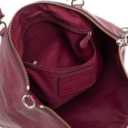 Pre Owned Coach Wine Red Pebbled Leather Prairie Satchel