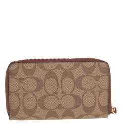 Coach Brown Signature Coated Canvas Wristlet Wallet
