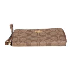 Coach Brown Signature Coated Canvas Wristlet Wallet
