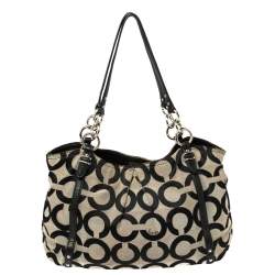 Pre Owned Coach Black Op Art Canvas and Leather Alexandre Hobo
