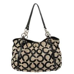 Pre Owned Coach Black Op Art Canvas and Leather Alexandre Hobo