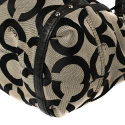 Pre Owned Coach Black Op Art Canvas and Leather Alexandre Hobo