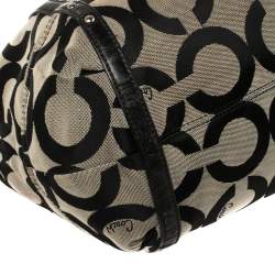 Pre Owned Coach Black Op Art Canvas and Leather Alexandre Hobo