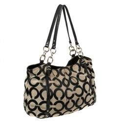 Pre Owned Coach Black Op Art Canvas and Leather Alexandre Hobo