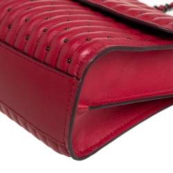 Pre Owned Coach Red Quilted Leather Studded Parker 18 Shoulder Bag