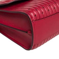 Pre Owned Coach Red Quilted Leather Studded Parker 18 Shoulder Bag