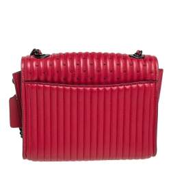 Pre Owned Coach Red Quilted Leather Studded Parker 18 Shoulder Bag