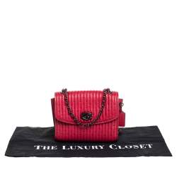 Pre Owned Coach Red Quilted Leather Studded Parker 18 Shoulder Bag
