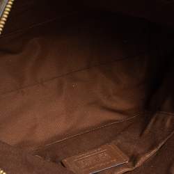 Pre Owned Coach Beige/Brown Signature Coated Canvas and Leather Top Zip Tote