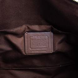 Pre Owned Coach Beige/Brown Signature Coated Canvas and Leather Top Zip Tote