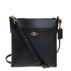 Pre Owned Coach Black Leather Messenger Bag