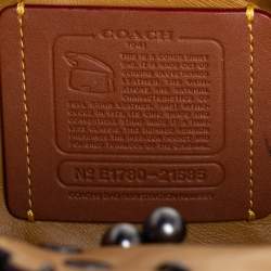 Pre Owned Coach Teal Green Tea Rose Applique Leather Dinky Chain Shoulder Bag