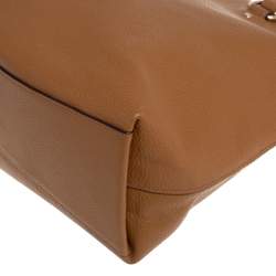 Pre Owned Coach Tan Leather Bay Top Zip Tote