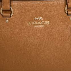 Pre Owned Coach Tan Leather Bay Top Zip Tote