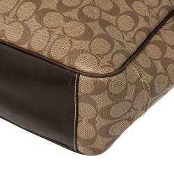 Pre Owned Coach Brown/Beige Signature Coated Canvas and Leather Tote