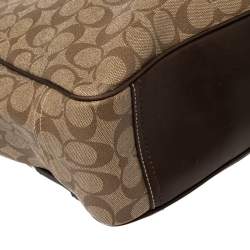 Pre Owned Coach Brown/Beige Signature Coated Canvas and Leather Tote
