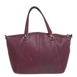 Pre Owned Coach Burgundy Pebble Leather Prairie Satchel