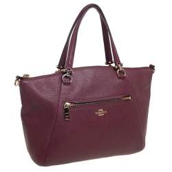 Pre Owned Coach Burgundy Pebble Leather Prairie Satchel