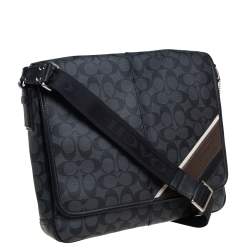 Coach Black/Grey Coated Canvas and Leather Messenger Bag