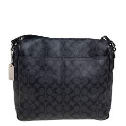 Coach Black/Grey Coated Canvas and Leather Messenger Bag