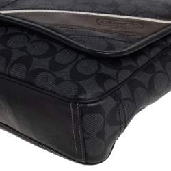 Coach Black/Grey Coated Canvas and Leather Messenger Bag