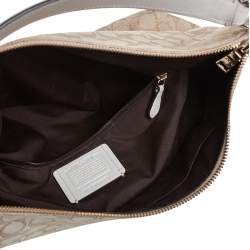 Coach Beige Signature Canvas and Leather East West Celeste Hobo