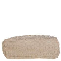 Coach Beige Signature Canvas and Leather East West Celeste Hobo