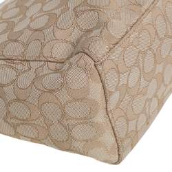 Coach Beige Signature Canvas and Leather East West Celeste Hobo