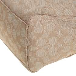 Coach Beige Signature Canvas and Leather East West Celeste Hobo