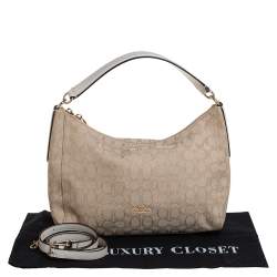 Coach Beige Signature Canvas and Leather East West Celeste Hobo