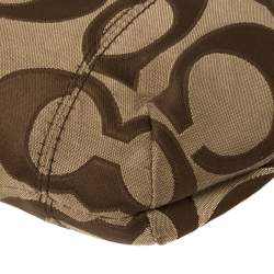 Pre Owned Coach Beige/Orange Signature Canvas and Leather Daisy Hobo