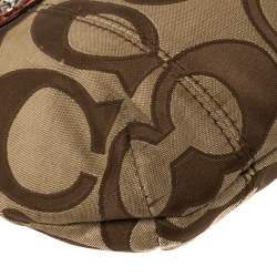 Pre Owned Coach Beige/Orange Signature Canvas and Leather Daisy Hobo