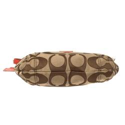 Pre Owned Coach Beige/Orange Signature Canvas and Leather Daisy Hobo