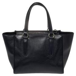 Pre Owned Coach Blue Leather Eyelet Floral Details Top Handle Bag