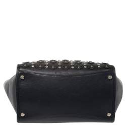 Pre Owned Coach Blue Leather Eyelet Floral Details Top Handle Bag