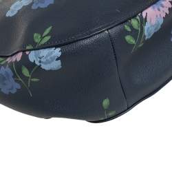Pre Owned Coach Blue Floral Print Leather Elle Hobo