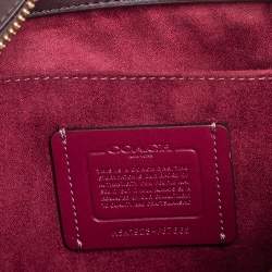 Pre Owned Coach Beige/Burgundy Signature Coated and Leather Zoe Carryall Tote