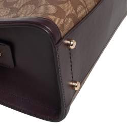 Pre Owned Coach Beige/Burgundy Signature Coated and Leather Zoe Carryall Tote