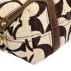 Pre Owned Coach Beige/Brown Signature Canvas and Leather Hobo