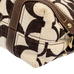 Pre Owned Coach Beige/Brown Signature Canvas and Leather Hobo