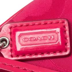 Coach Fuchsia Signature Nylon Wristlet Pochette 