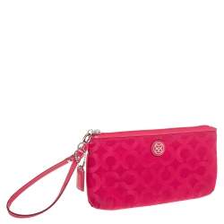 Coach Fuchsia Signature Nylon Wristlet Pochette 