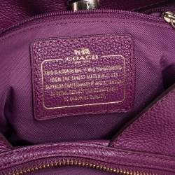 Pre Owned Coach Purple Leather Edie Turnlock Shoulder Bag     