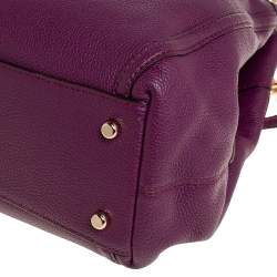 Pre Owned Coach Purple Leather Edie Turnlock Shoulder Bag     