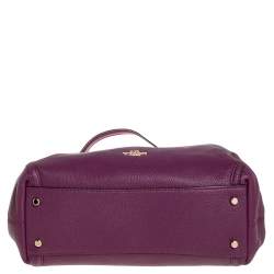 Pre Owned Coach Purple Leather Edie Turnlock Shoulder Bag     